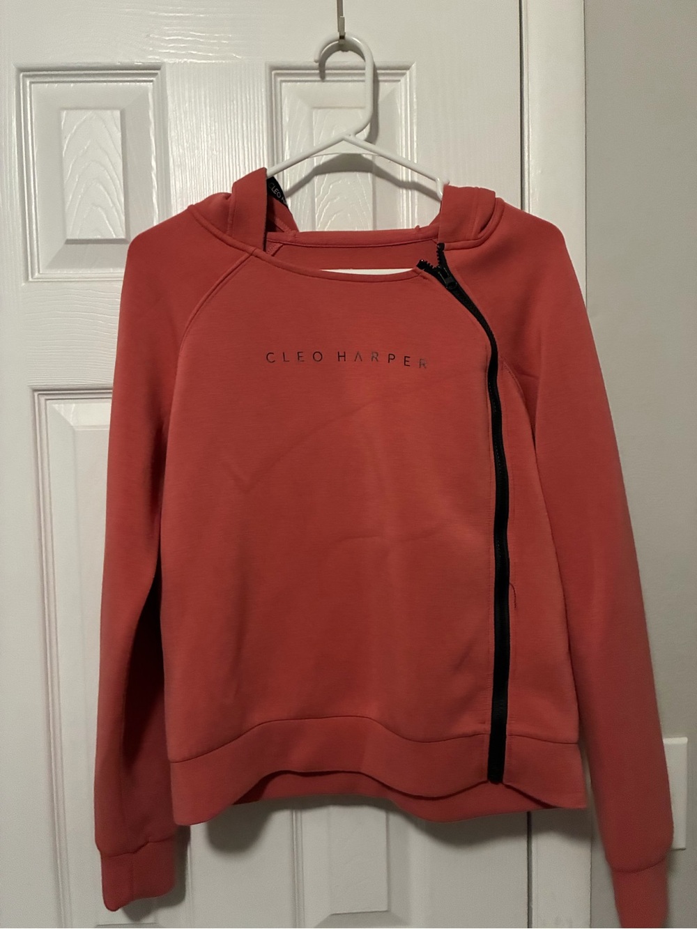 Cleo Harper Coral Pullover Hoodie with Angled Black Zip